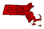 1962 Massachusetts County Map of Democratic Primary Election Results for Senator