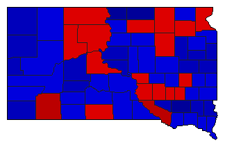 1962 South Dakota County Map of General Election Results for State Treasurer