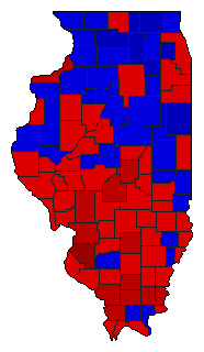1964 Illinois County Map of General Election Results for Secretary of State