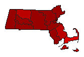 1964 Massachusetts County Map of General Election Results for President