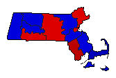 1964 Massachusetts County Map of General Election Results for Governor