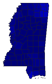 1964 Mississippi County Map of General Election Results for President