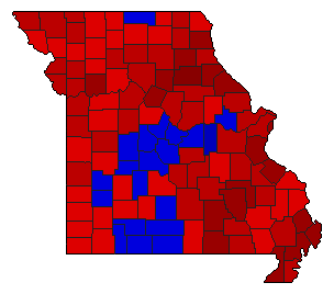 1964 Missouri County Map of General Election Results for President