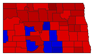 1964 North Dakota County Map of General Election Results for President