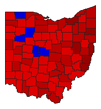 1964 Ohio County Map of General Election Results for President