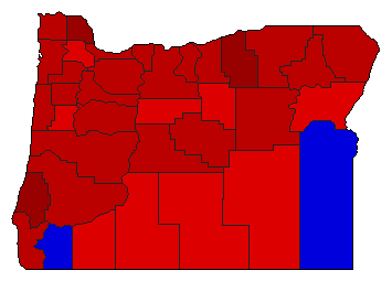 1964 Oregon County Map of General Election Results for President
