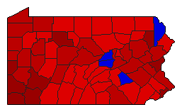 1964 Pennsylvania County Map of General Election Results for President
