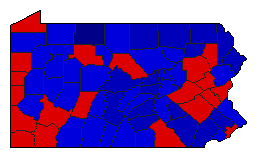 1964 Pennsylvania County Map of General Election Results for Senator