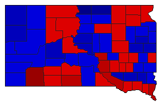 1964 South Dakota County Map of General Election Results for State Treasurer