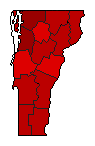 1964 Vermont County Map of General Election Results for President
