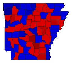 1966 Arkansas County Map of General Election Results for Governor