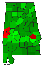 1968 Alabama County Map of General Election Results for President