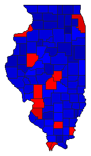 1968 Illinois County Map of General Election Results for President