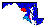 1968 Maryland County Map of General Election Results for President