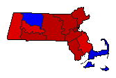 1968 Massachusetts County Map of General Election Results for President
