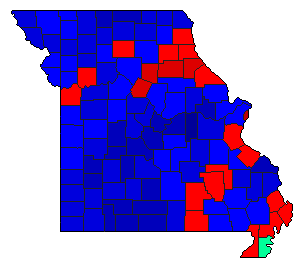1968 Missouri County Map of General Election Results for President