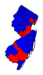 1968 New Jersey County Map of General Election Results for President