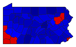 1968 Pennsylvania County Map of General Election Results for Senator