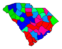 1968 South Carolina County Map of General Election Results for President