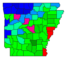 1968 Arkansas County Map of General Election Results for President