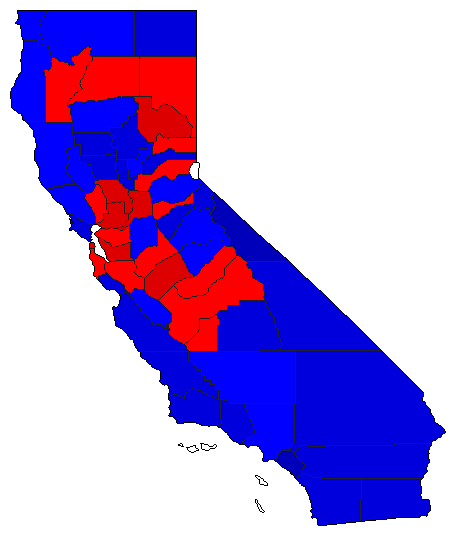 1968 California County Map of General Election Results for President