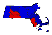 1970 Massachusetts County Map of General Election Results for Governor