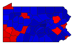 1970 Pennsylvania County Map of General Election Results for Senator