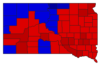 1970 South Dakota County Map of General Election Results for Governor