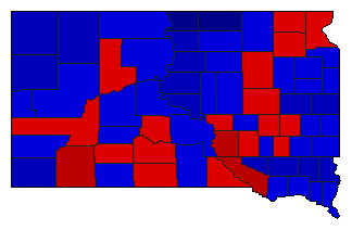 1970 South Dakota County Map of General Election Results for State Treasurer