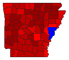 1970 Arkansas County Map of General Election Results for Governor