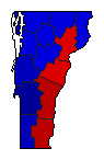 1970 Vermont County Map of Democratic Primary Election Results for Secretary of State