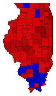 1972 Illinois County Map of Democratic Primary Election Results for Lt. Governor
