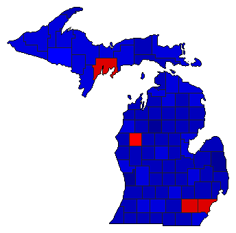 1972 Michigan County Map of General Election Results for President