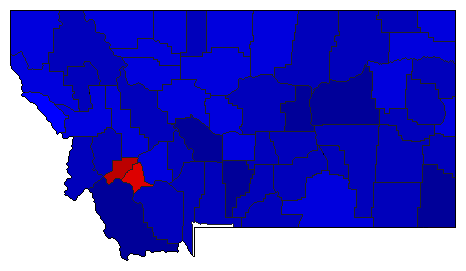 1972 Montana County Map of General Election Results for President