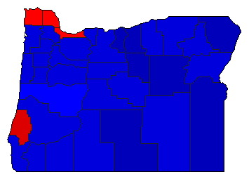 1972 Oregon County Map of General Election Results for President