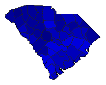 1972 South Carolina County Map of General Election Results for President