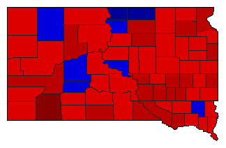 1972 South Dakota County Map of General Election Results for Senator
