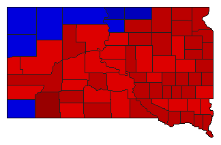1972 South Dakota County Map of General Election Results for Governor