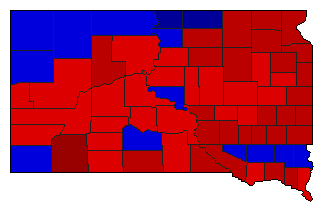 1972 South Dakota County Map of General Election Results for Lt. Governor