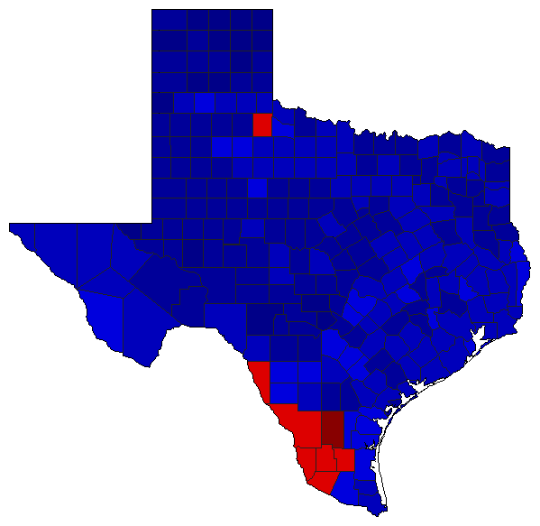 1972 Texas County Map of General Election Results for President