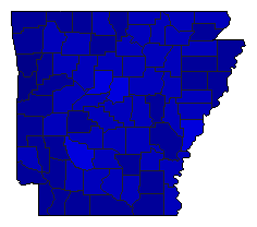 1972 Arkansas County Map of General Election Results for President