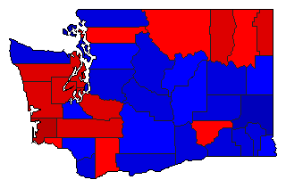 1972 Washington County Map of General Election Results for Governor