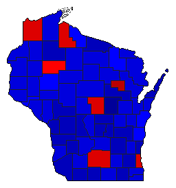 1972 Wisconsin County Map of General Election Results for President