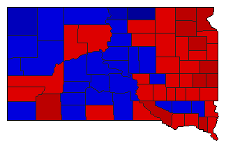 1974 South Dakota County Map of General Election Results for Governor