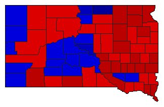 1974 South Dakota County Map of General Election Results for Secretary of State