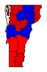 1974 Vermont County Map of General Election Results for Lt. Governor