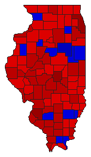 1976 Illinois County Map of General Election Results for Secretary of State