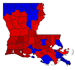 1976 Louisiana County Map of General Election Results for President