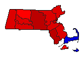 1976 Massachusetts County Map of General Election Results for President