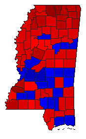 1976 Mississippi County Map of General Election Results for President